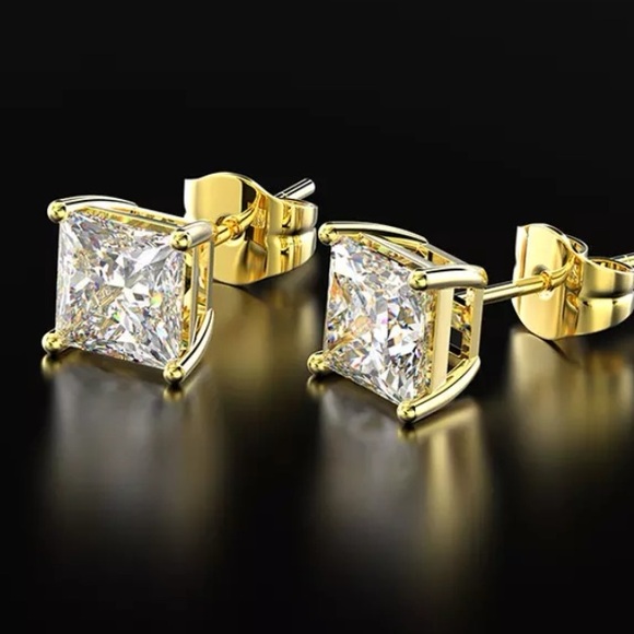 Moissanite with 14 K gold earrings - Picture 2 of 2